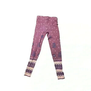 Free People Sweater Knit Legging XS Maroon With Blue Flower Accent
